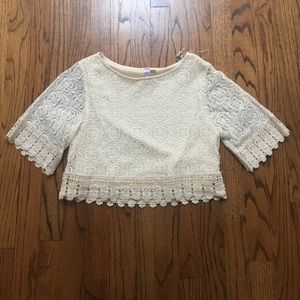 Cream and lace crop top