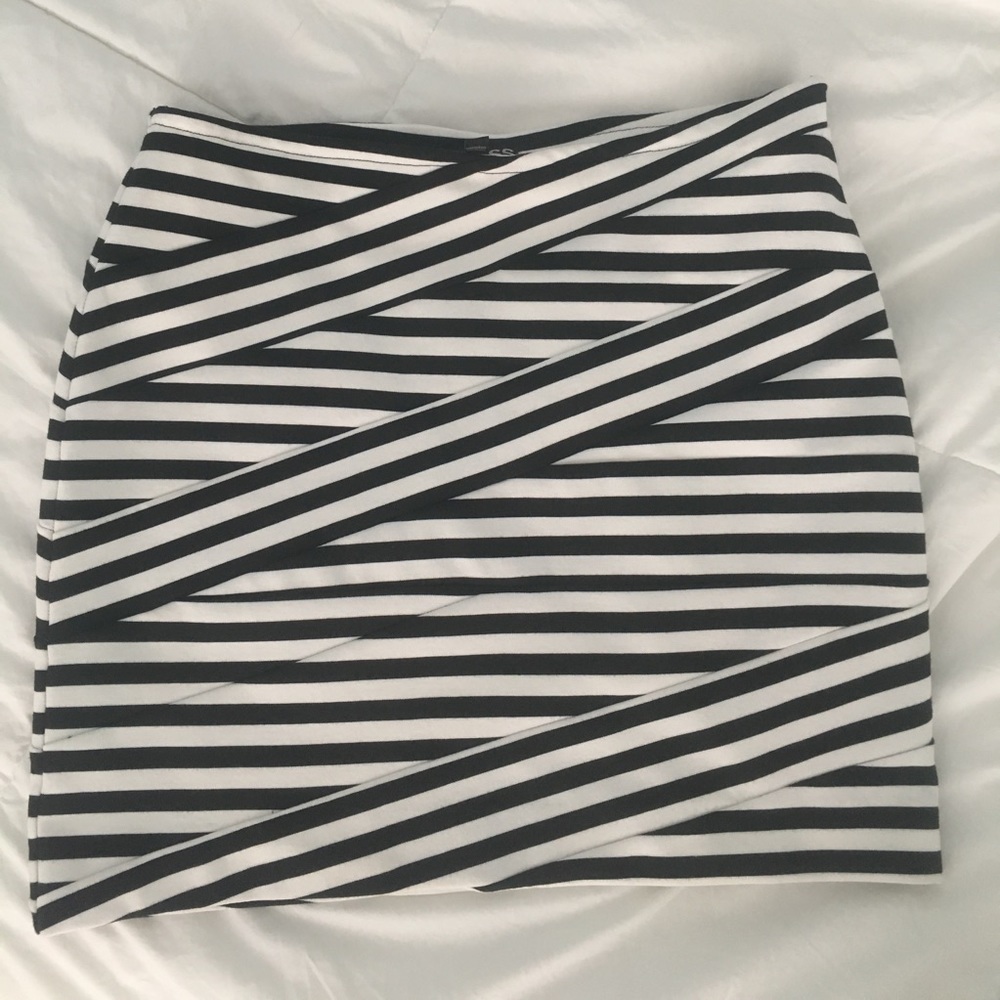 Black & White Striped Mini Skirt