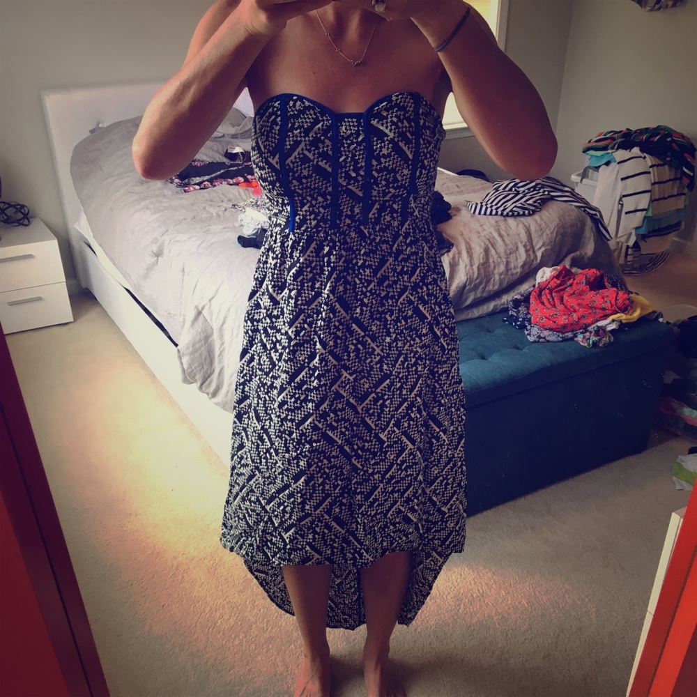 High to low strapless dress