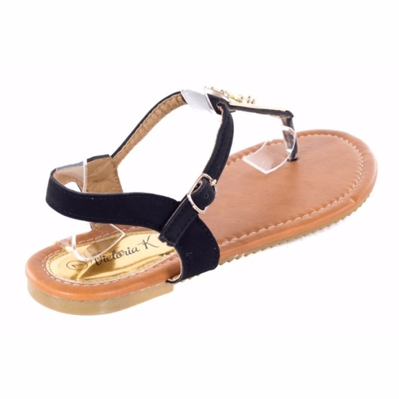 Women Black Slingback Thong Flat Sandals S-2037 - Picture 4 of 4