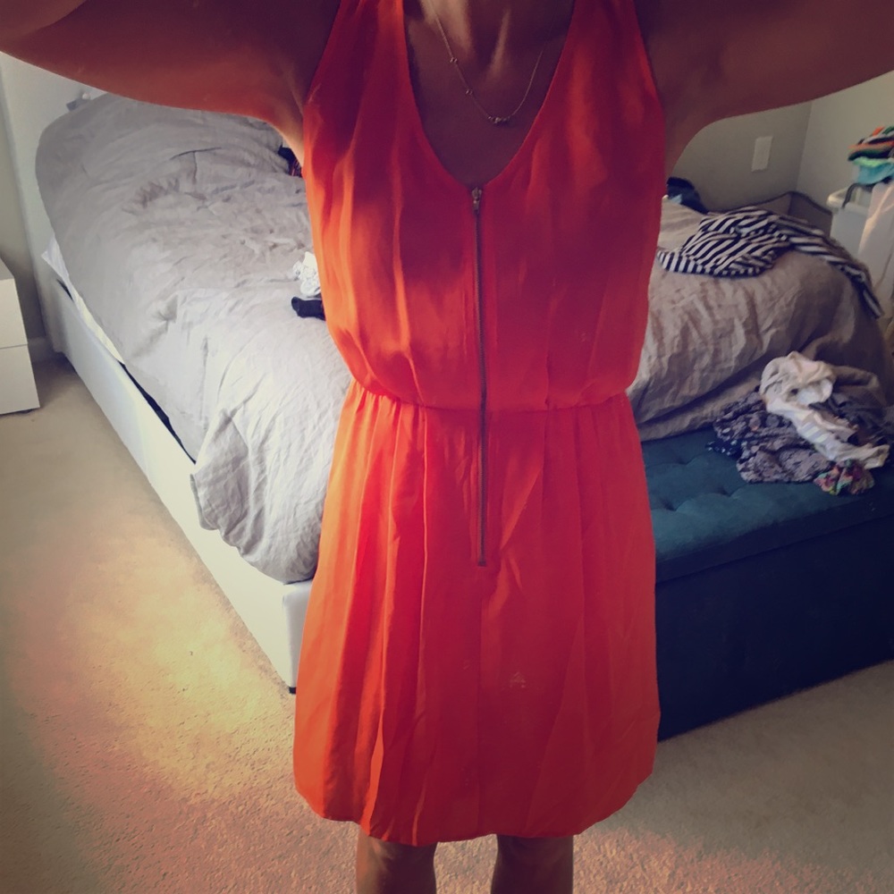 Orange back cut out dress