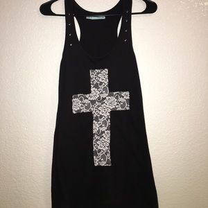 Black Cross Tank Top