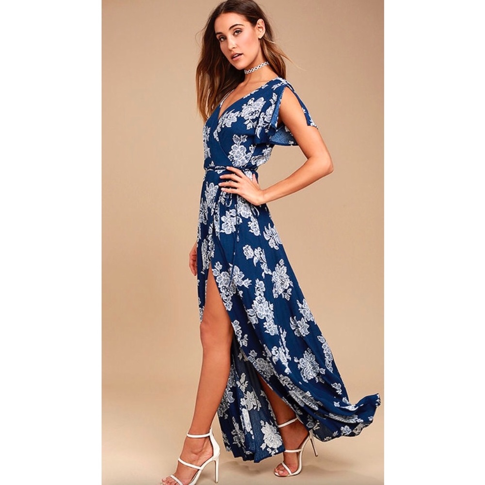 Lulu's floral wrap maxi dress