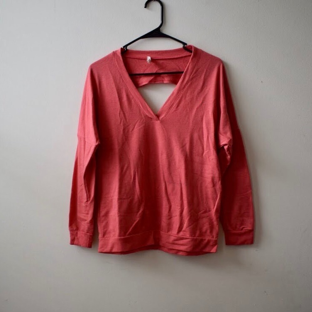 Coral Open Back Sweater
