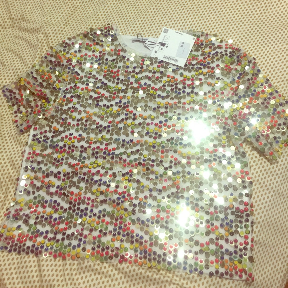 Zara crop sequin tee