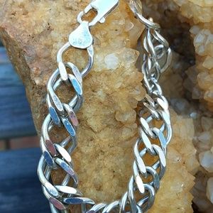 STERLING SILVER DOUBLE LINK BRACELET 925 ITALY