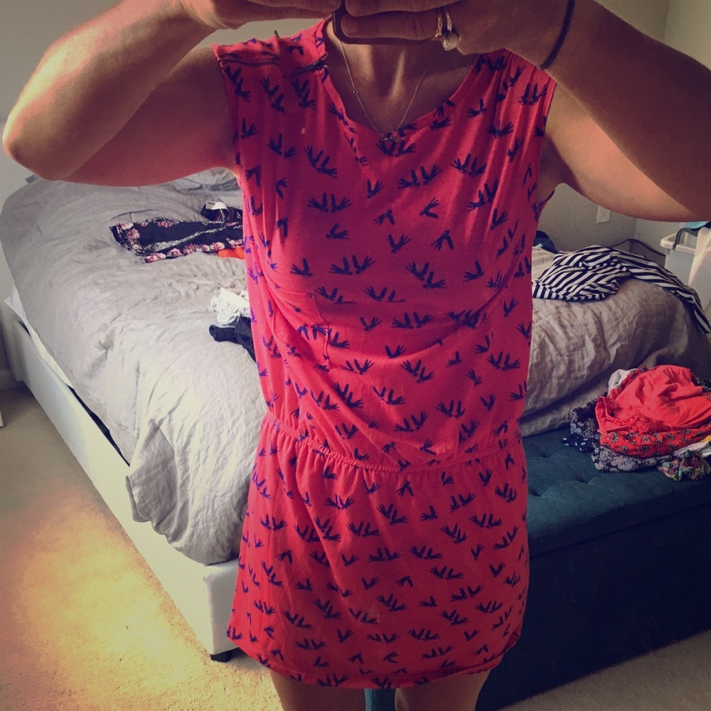 Subtle dove pattern bright dress