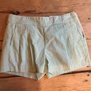 J. Crew seersucker shorts in green and white