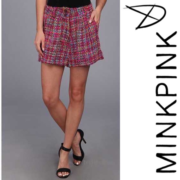 MINKPINK Pants - Minkpink Pink Tweed Crazy Shorts