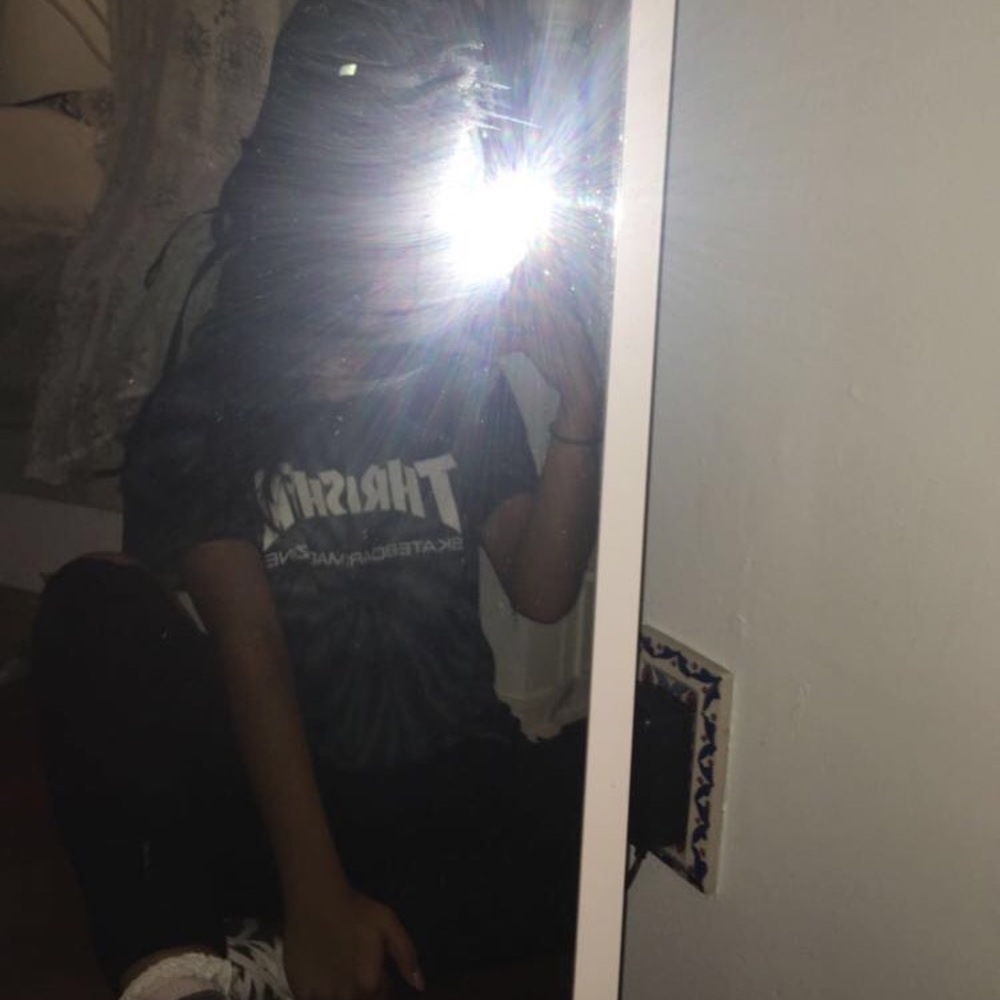 thrasher blue tie-dye shirt