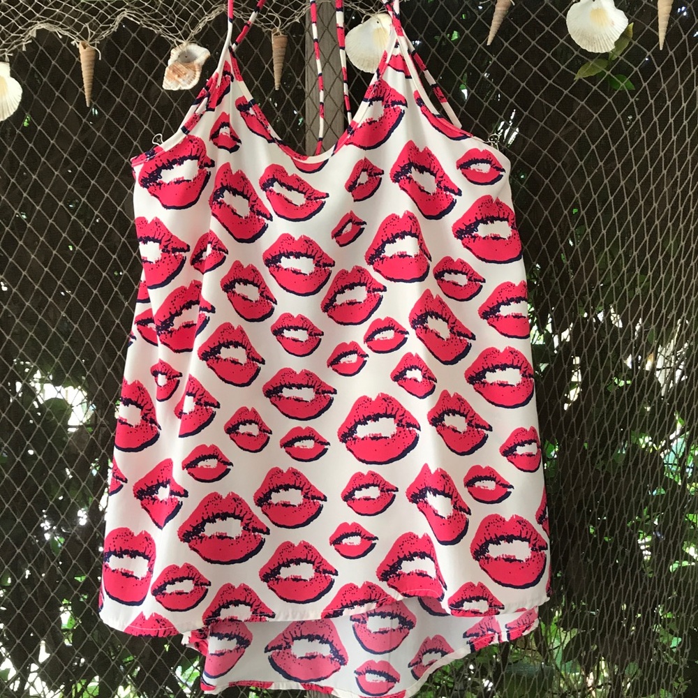 TOTALLY fun print strappy back top