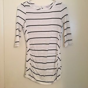 White and black striped soft maternity top