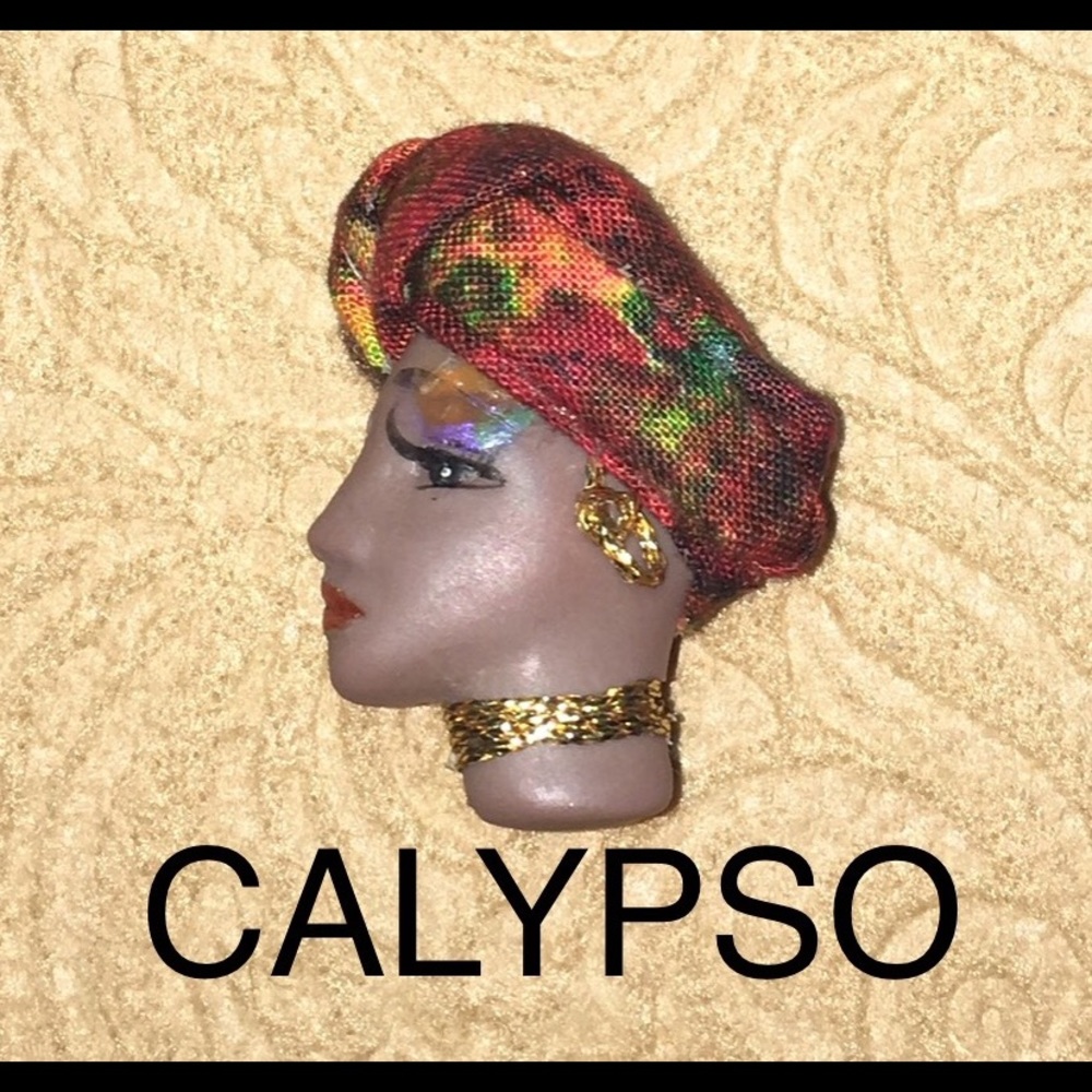 CALYPSO, Nubian Lady Face Brooch/Pin