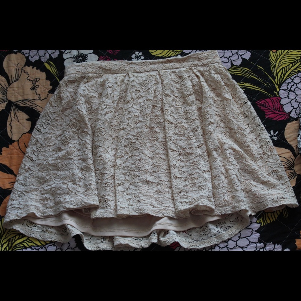 Flirty Tan Lace Skirt
