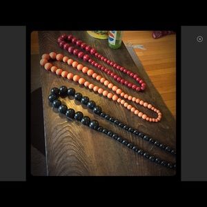 3 large wooden bead necklaces