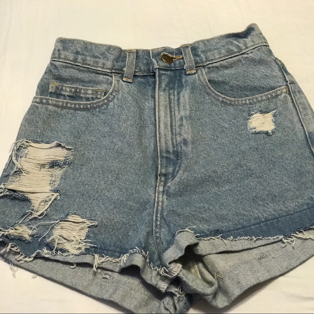 American Apparel High Waisted Distressed Shorts