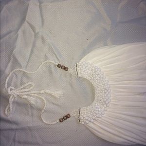 Soft white beaded halter top!