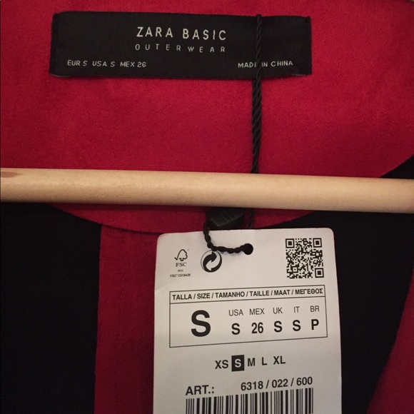 HPπZara faux suede red mid length coat - Picture 6 of 8