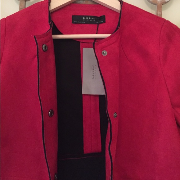 HPπZara faux suede red mid length coat - Picture 7 of 8