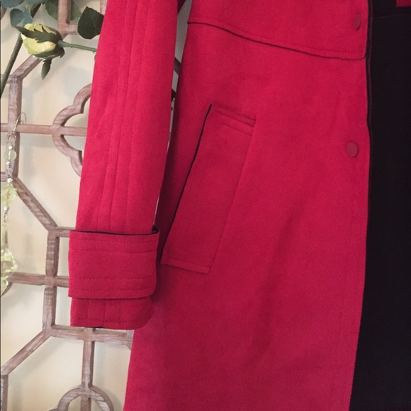 HPπZara faux suede red mid length coat - Picture 8 of 8