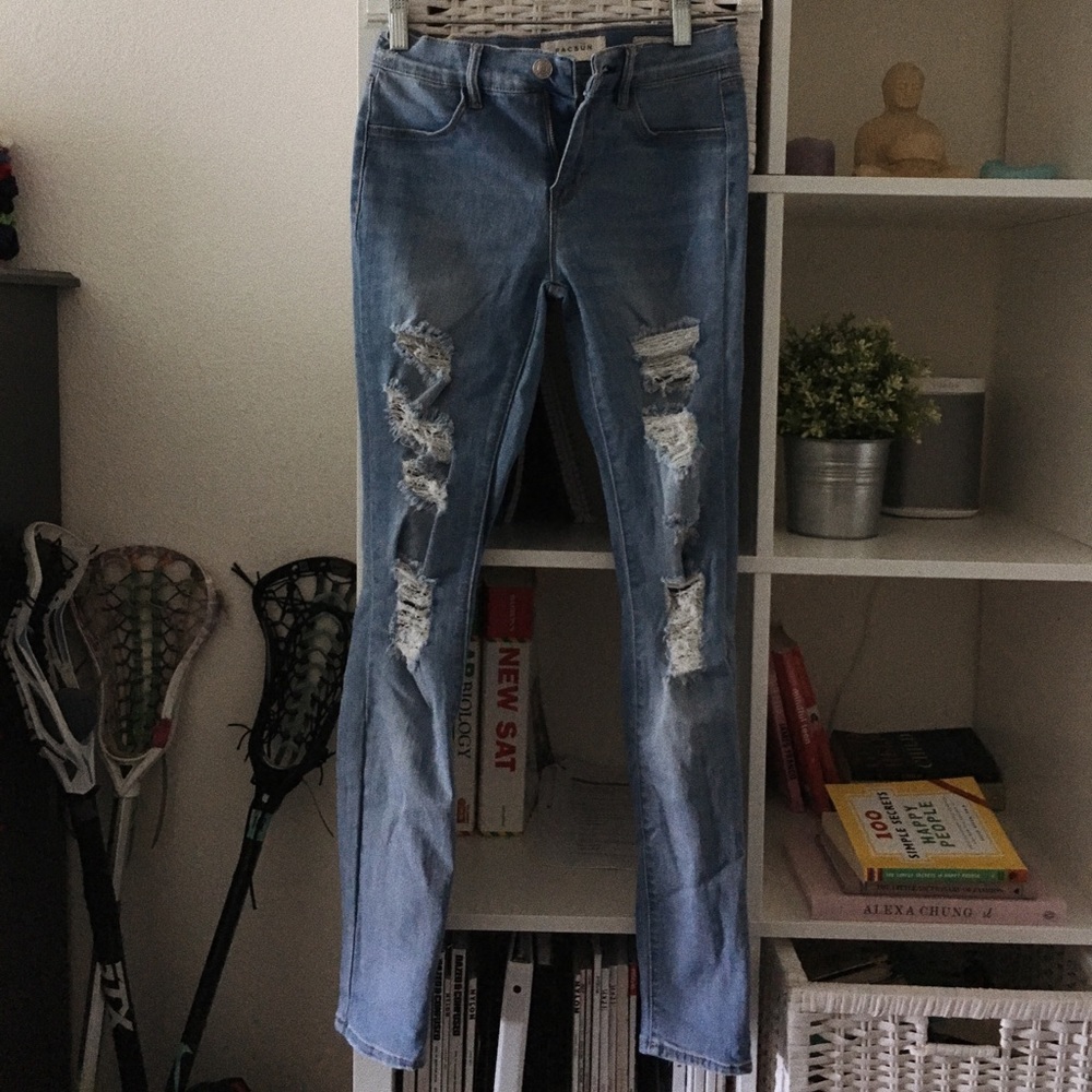 PACSUN medium wash ripped skinny jeans