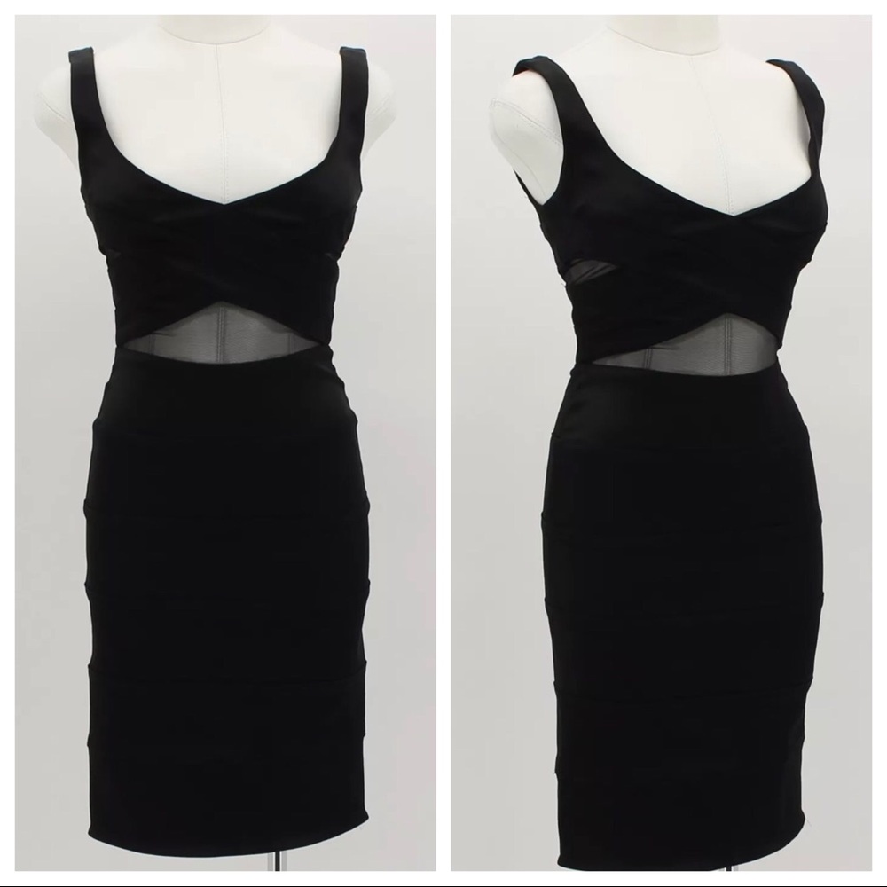 Sexy Bebe black bodycon dress with mesh panel LBD