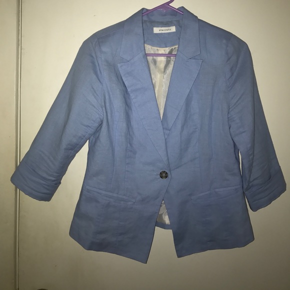 Light Blue Cropped Blazer - Picture 1 of 2