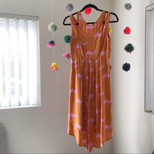 Anthropologie Silk Camel Print Dress