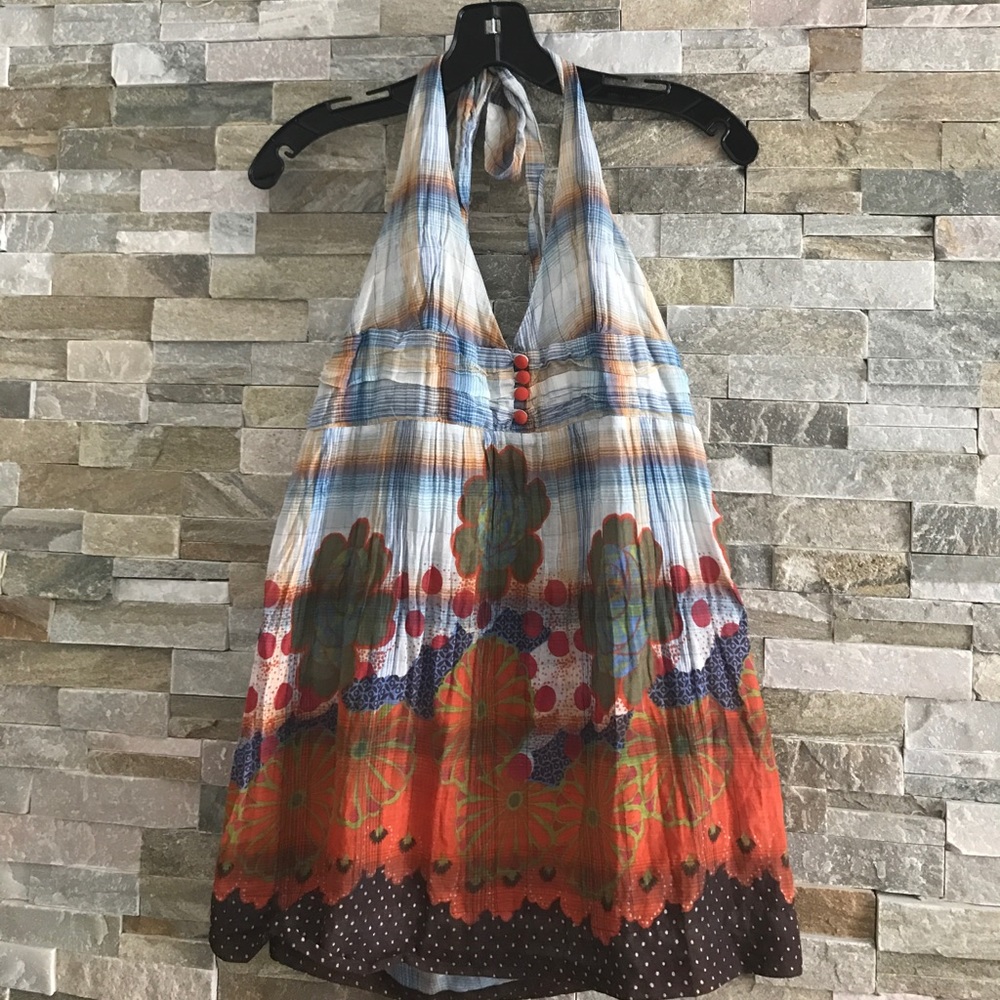 Zara cotton printed halter top