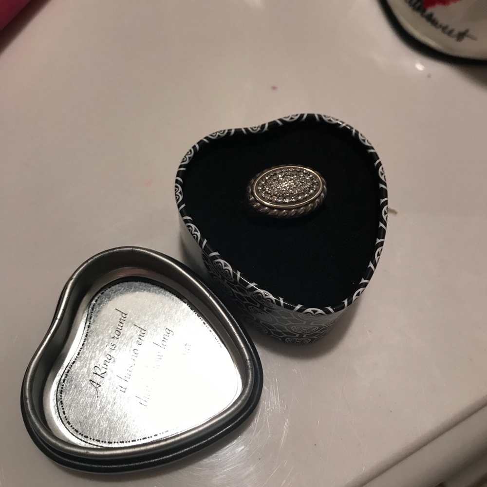 Brighton sterling silver ring with fake diamonds.