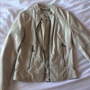 Cream Leather Jacket