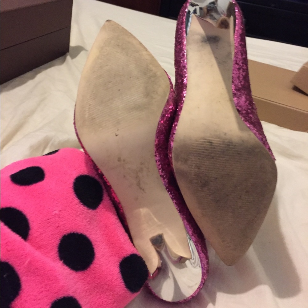 🆑FINAL PRICE‼️ Y2K Guess size 8 pink glitter pumps with silver stiletto heel - Picture 4 of 6