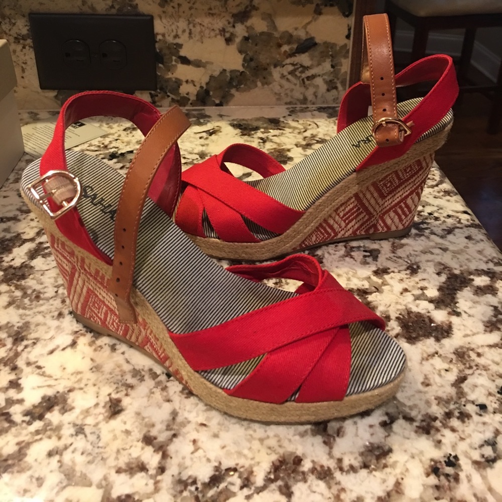 Sahara Red Wedge Sandals 7.5