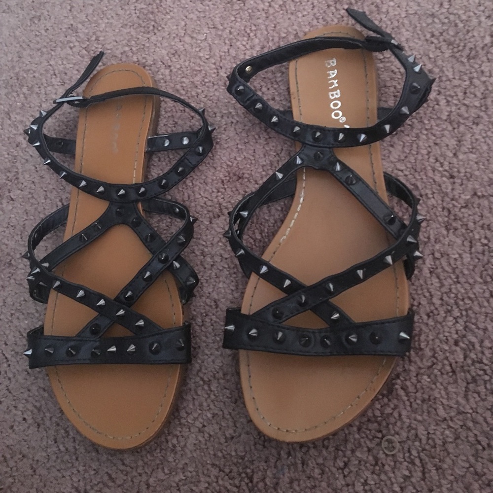 Spiked black sandals