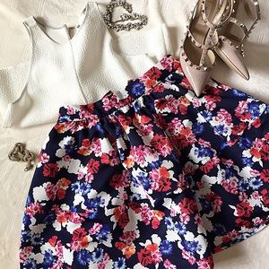 Express Floral Print Full High Waist Skirt
