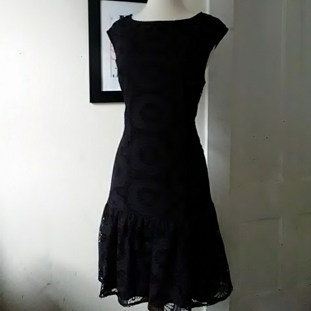 Maggy London Floral Lace Drop Waist Dress