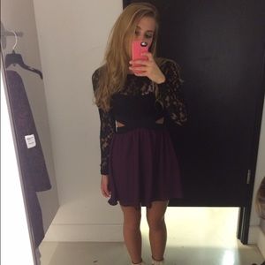 black and purple lace cut out dress