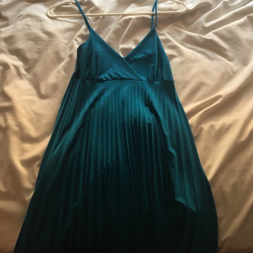 Blue silky dress