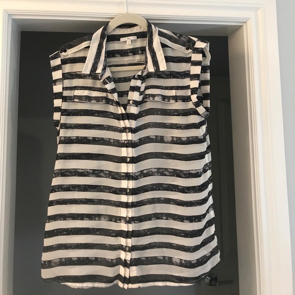 Gap sheer striped button down top size m