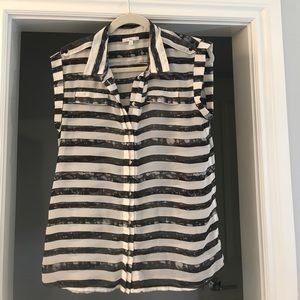Gap sheer striped button down top size m