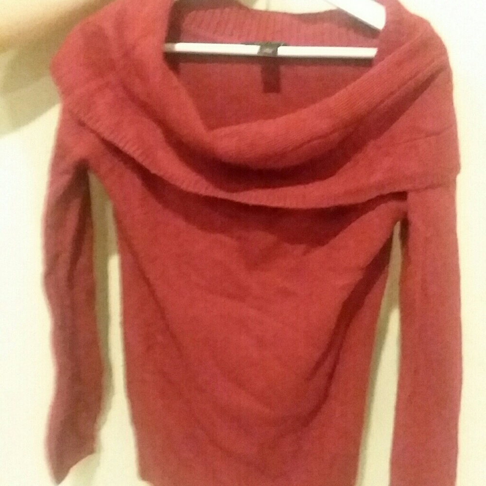 White and Black Cowl Neck Sweater