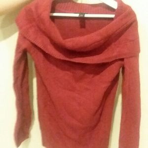 White and Black Cowl Neck Sweater