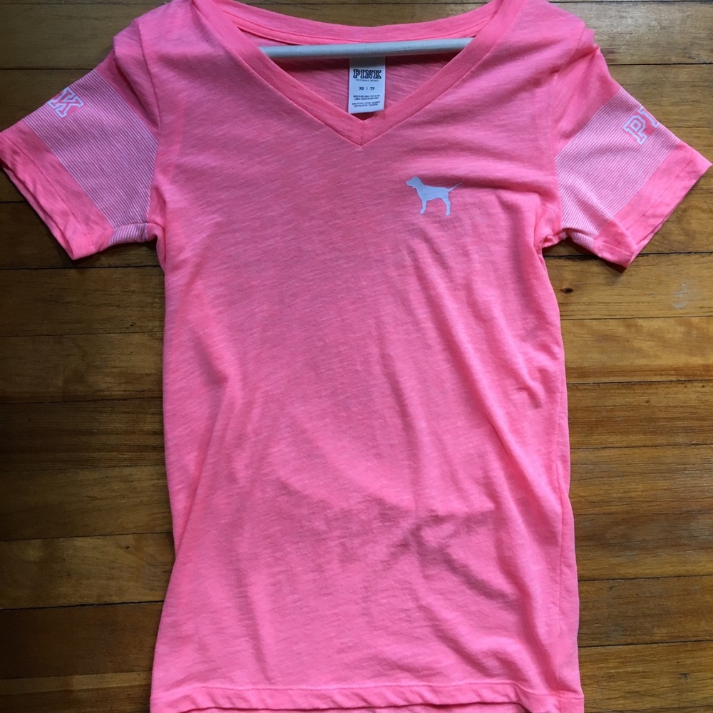 Pink V neck T-shirt