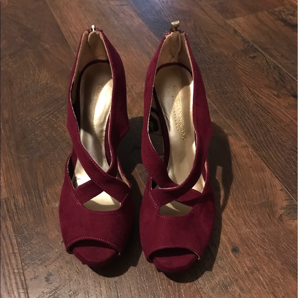 Faux suede heels