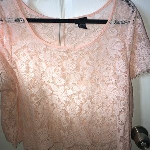 Pink lace crop top