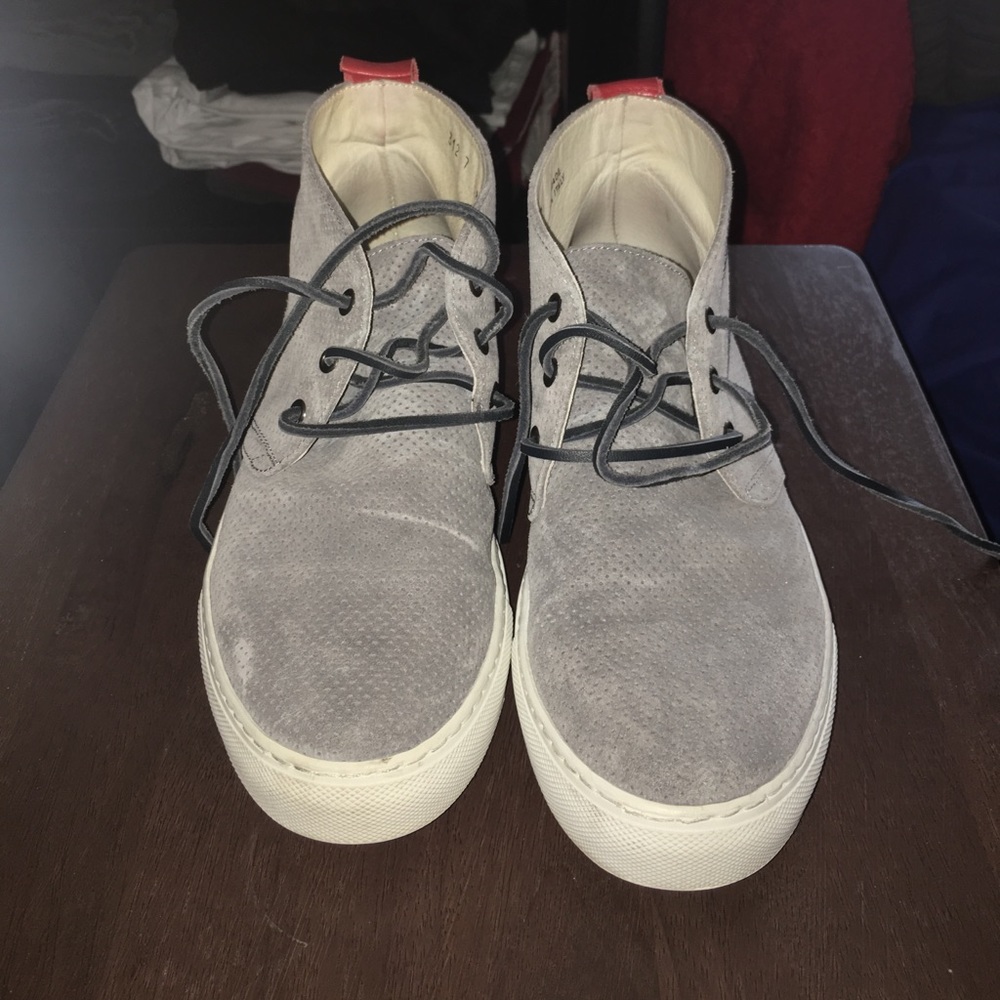 Gray perforated suede chukka