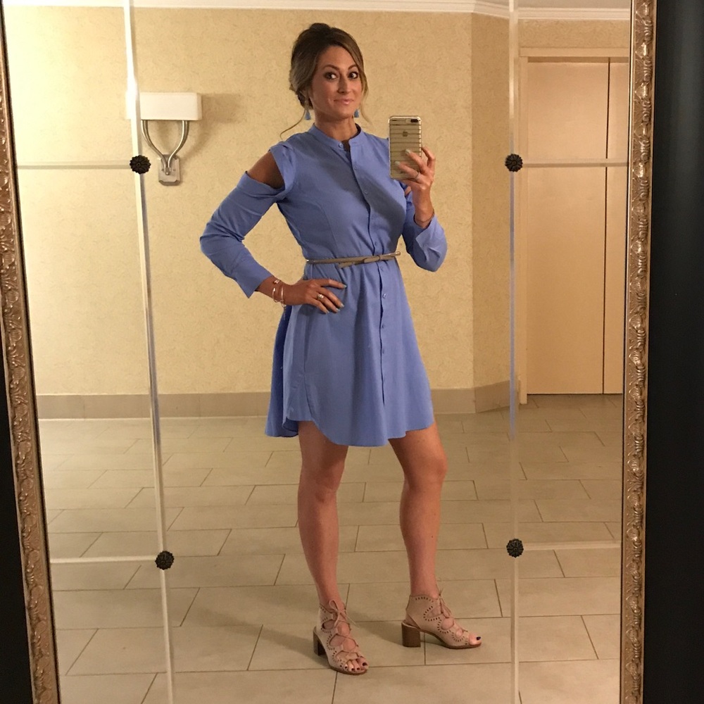 Cold-shoulder shirt dress