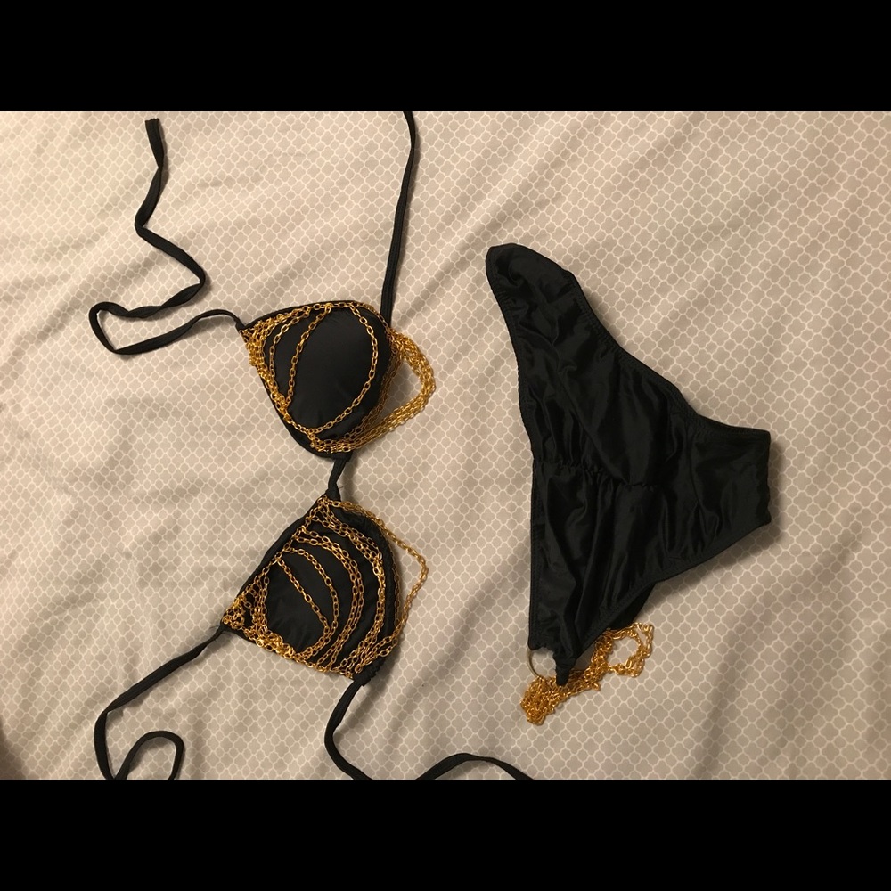 BRAND NEW! BEAUTIFUL black chained bikini