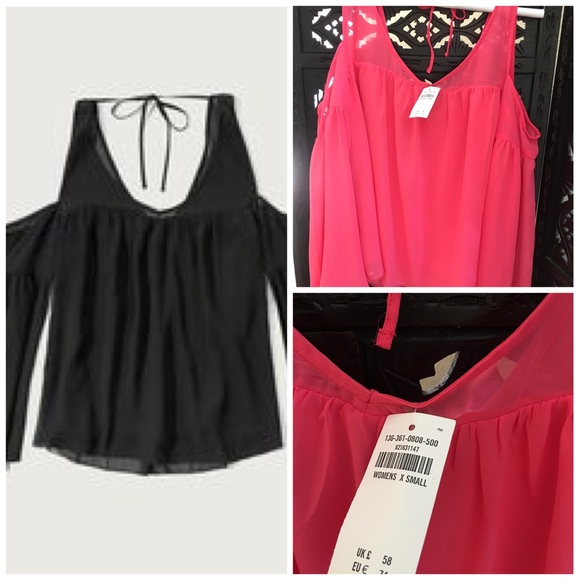 NWT Abercrombie Cold Shoulder Peasant Blouse - Picture 2 of 5