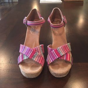 TOMS cork wedge sandals